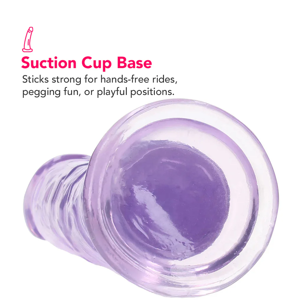 RealRock Crystal Clear Jelly 6 Inch Dildo in Purple - Image 5
