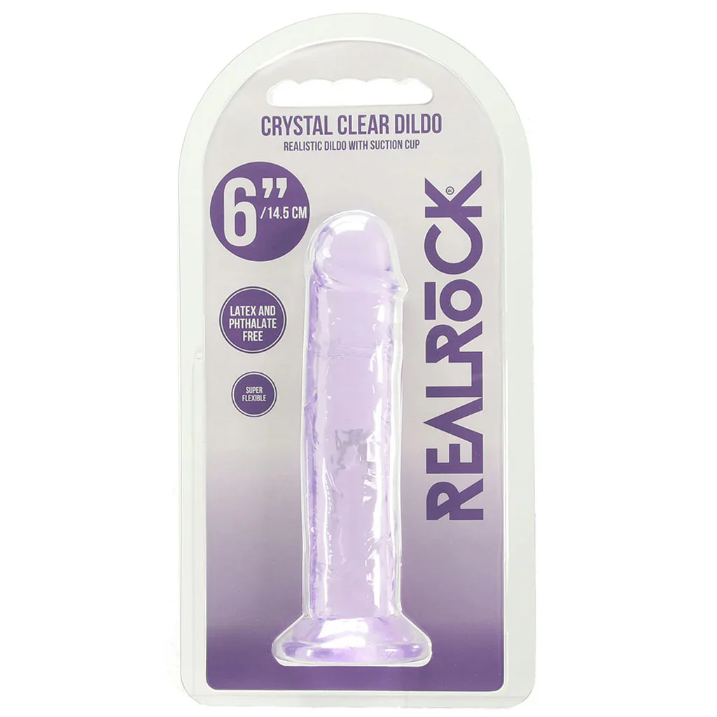 RealRock Crystal Clear Jelly 6 Inch Dildo in Purple - Image 6