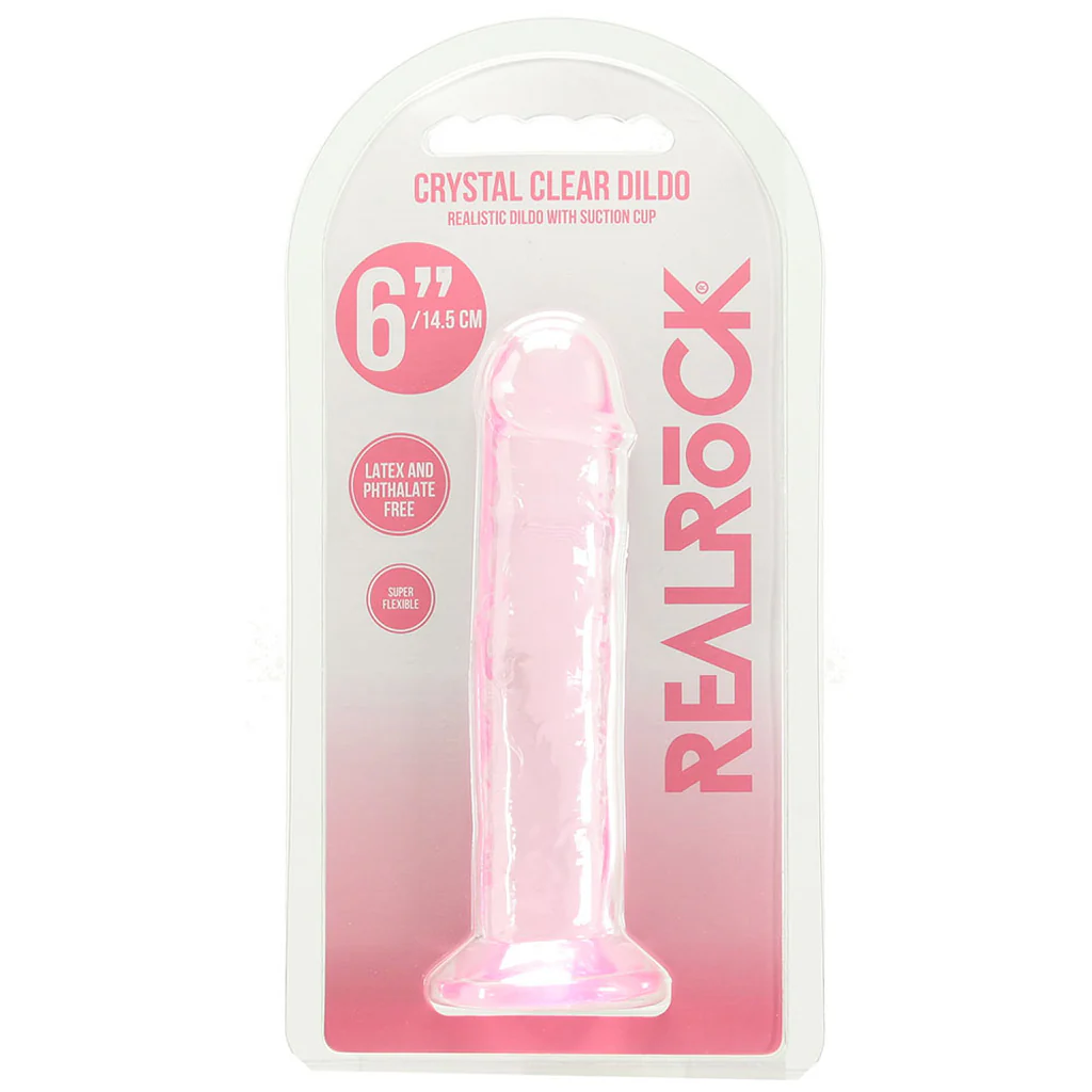 RealRock Crystal Clear Jelly 6 Inch Dildo in Pink - Image 6