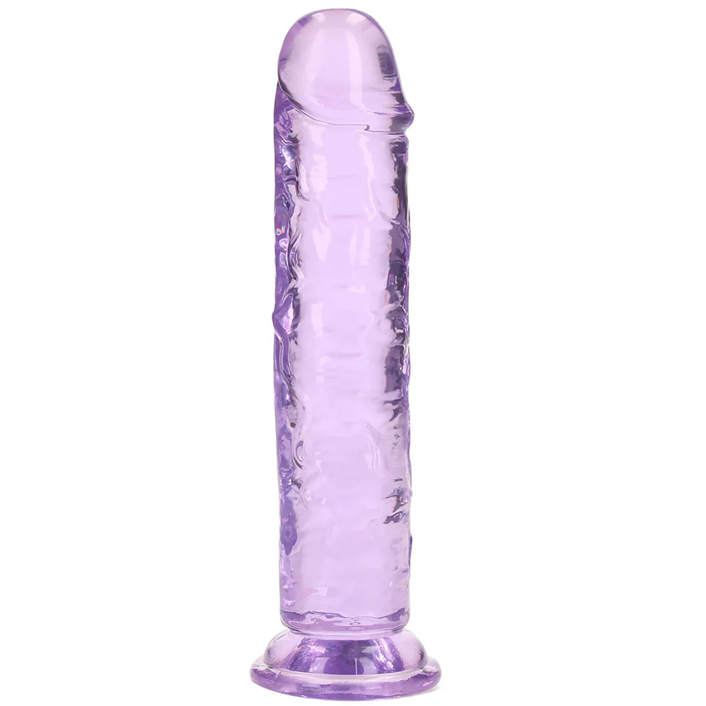 RealRock Crystal Clear Jelly 7 Inch Dildo in Purple - Image 2