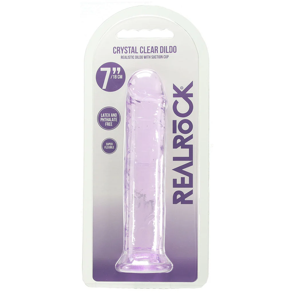 RealRock Crystal Clear Jelly 7 Inch Dildo in Purple - Image 6