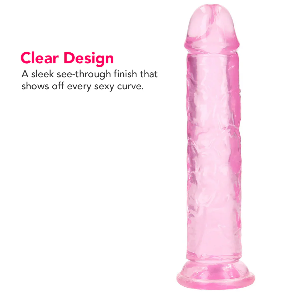 RealRock Crystal Clear Jelly 7 Inch Dildo in Pink - Image 2