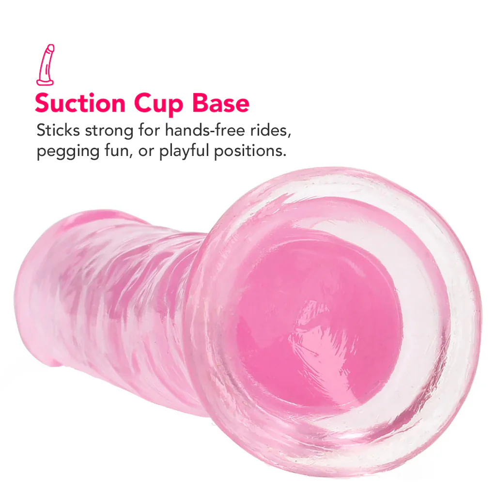 RealRock Crystal Clear Jelly 7 Inch Dildo in Pink - Image 5