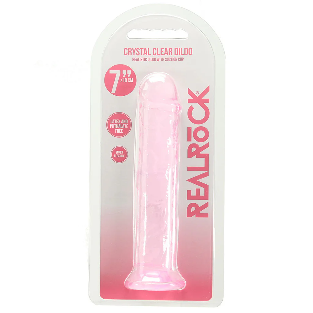 RealRock Crystal Clear Jelly 7 Inch Dildo in Pink - Image 6