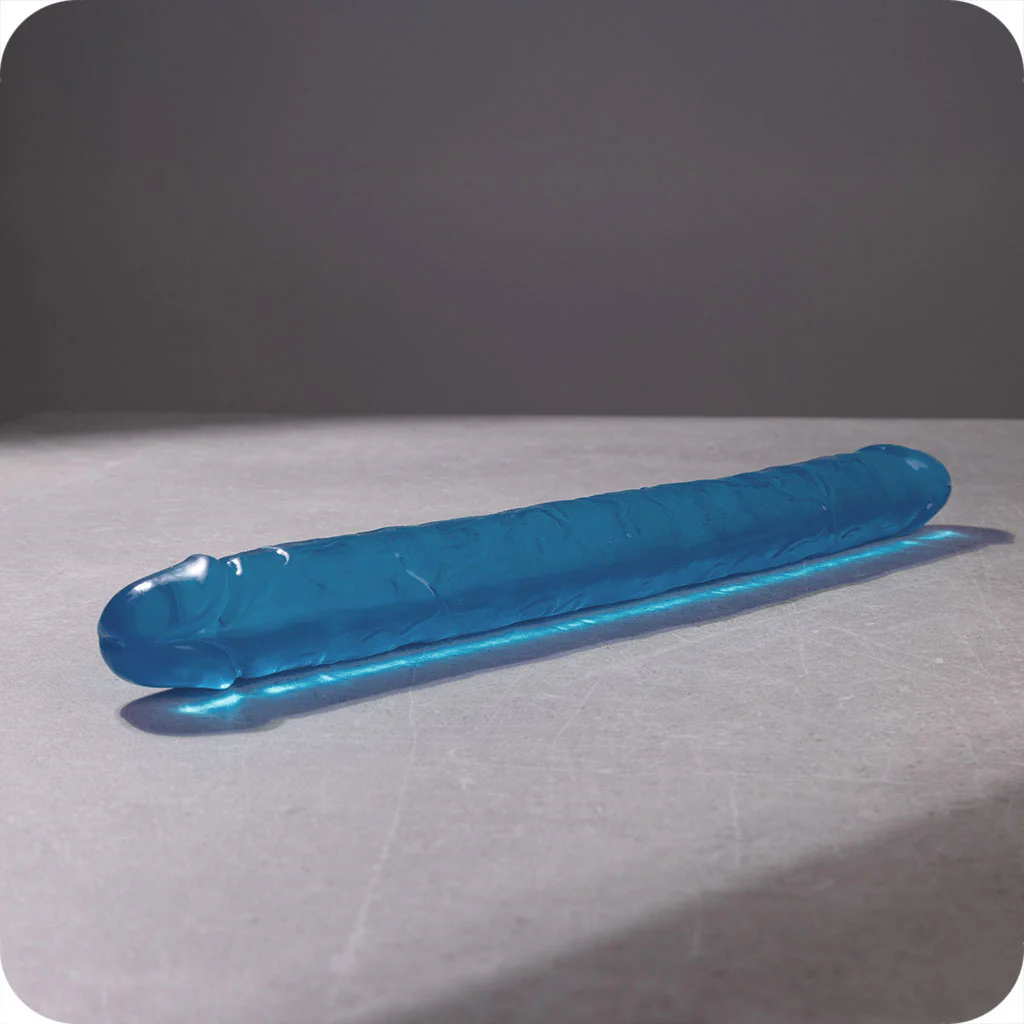 RealRock Crystal Jelly 18 Inch Double Dildo in Blue - Image 3