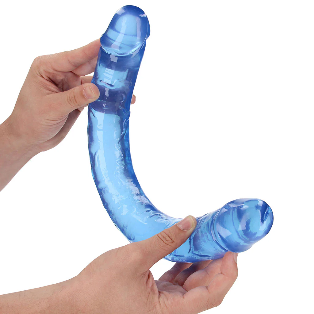 RealRock Crystal Jelly 18 Inch Double Dildo in Blue - Image 4