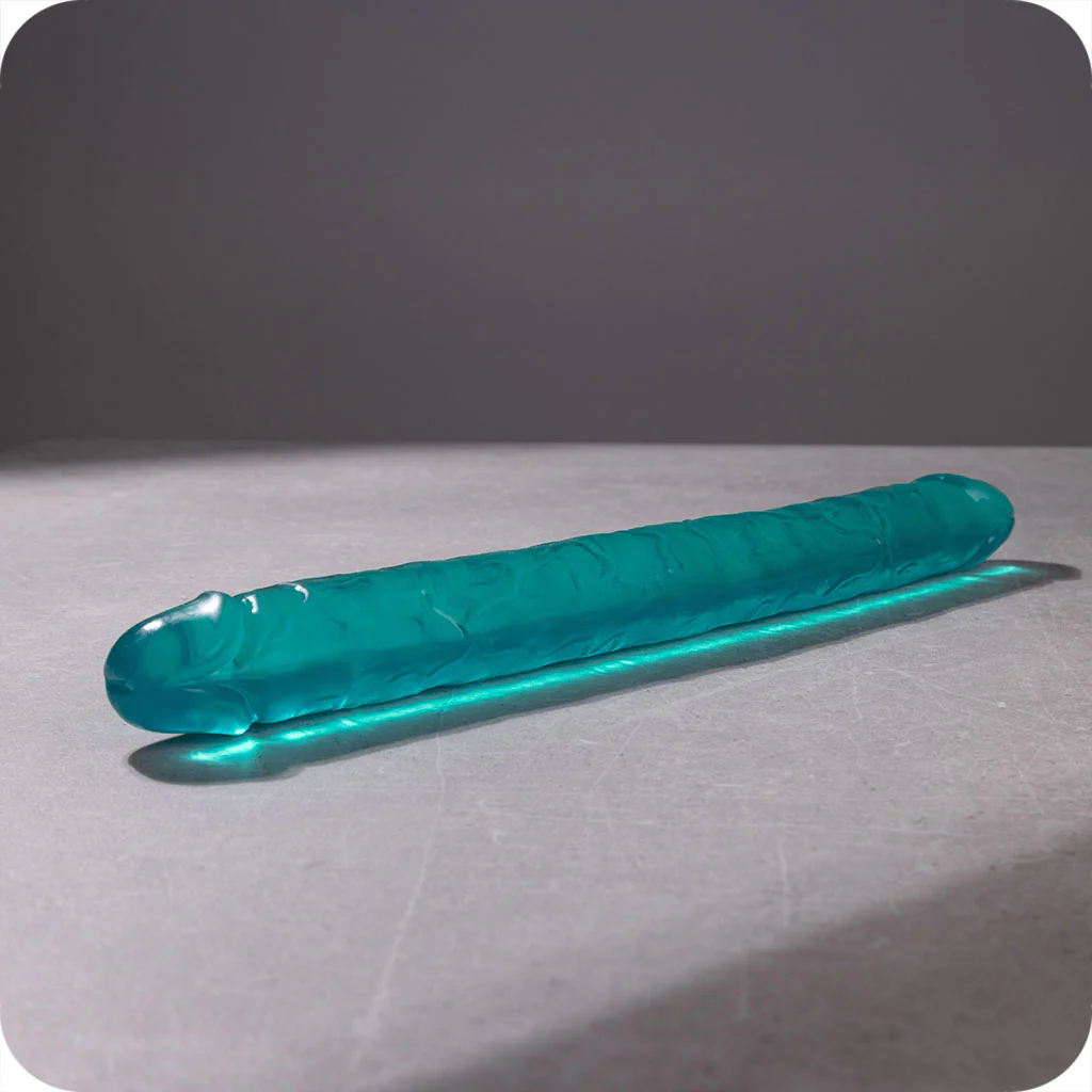 RealRock Crystal Jelly 18 Inch Double Dildo in Turquoise - Image 3