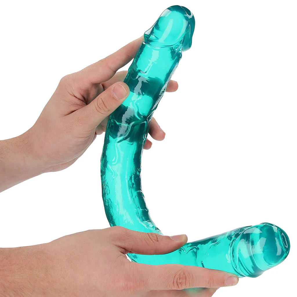 RealRock Crystal Jelly 18 Inch Double Dildo in Turquoise - Image 4