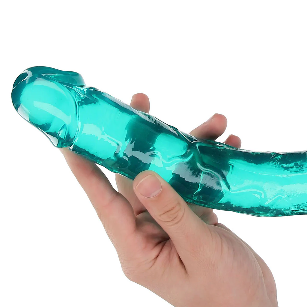 RealRock Crystal Jelly 18 Inch Double Dildo in Turquoise - Image 7