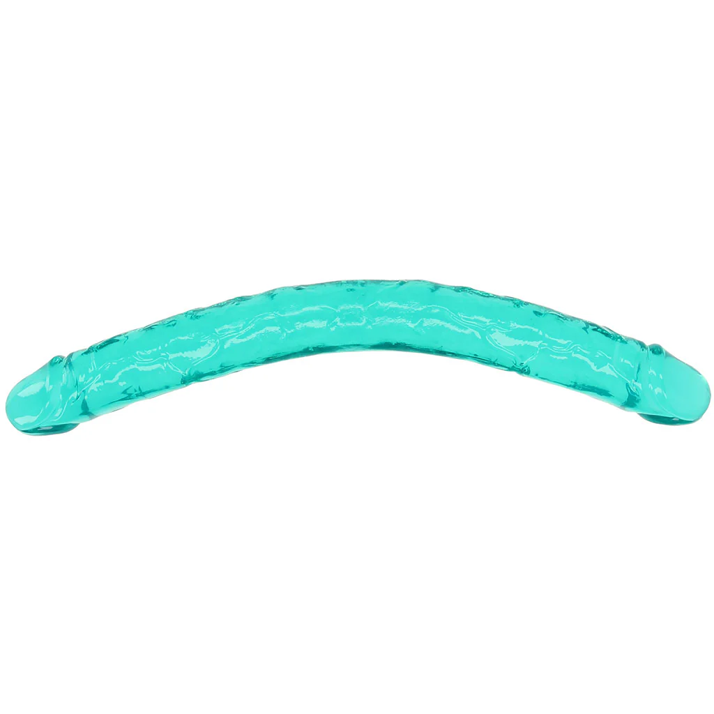 RealRock Crystal Jelly 18 Inch Double Dildo in Turquoise - Image 8