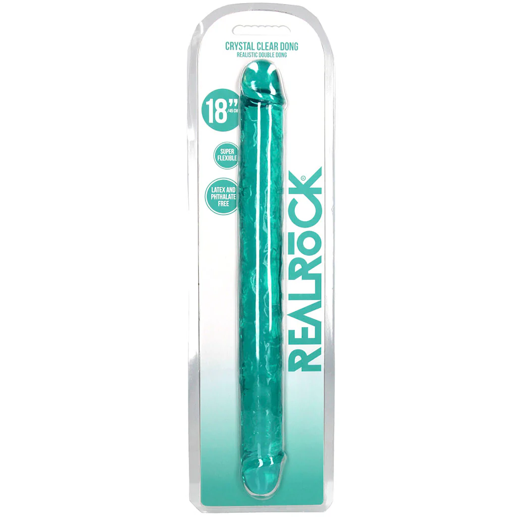 RealRock Crystal Jelly 18 Inch Double Dildo in Turquoise - Image 9