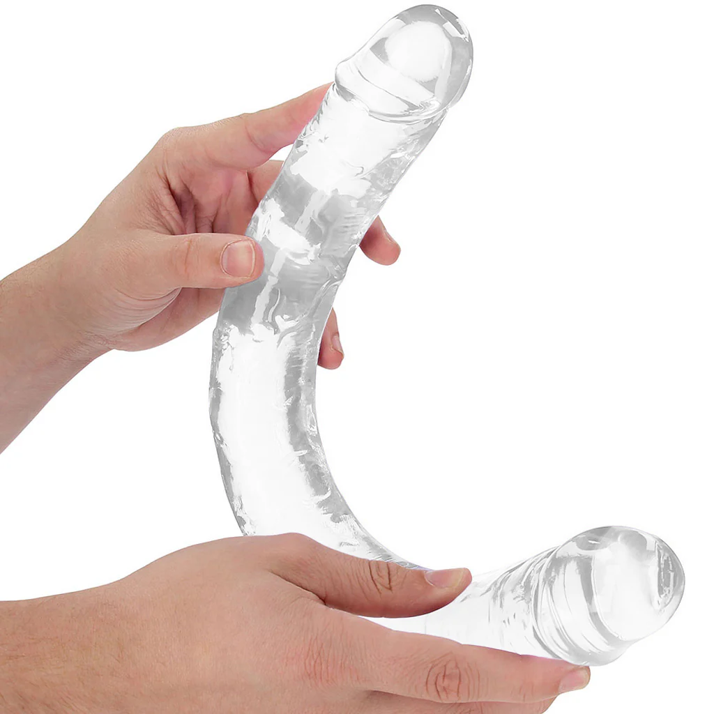 RealRock Crystal Jelly 18 Inch Double Dildo in Clear - Image 4