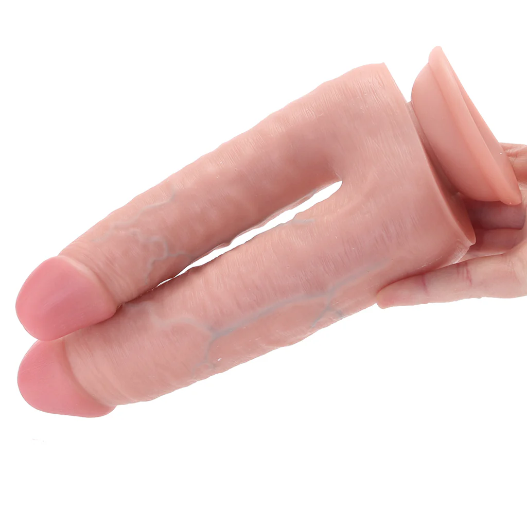 RealRock Double Trouble 7 and 8 Inch Double Dildo in Light - Image 4