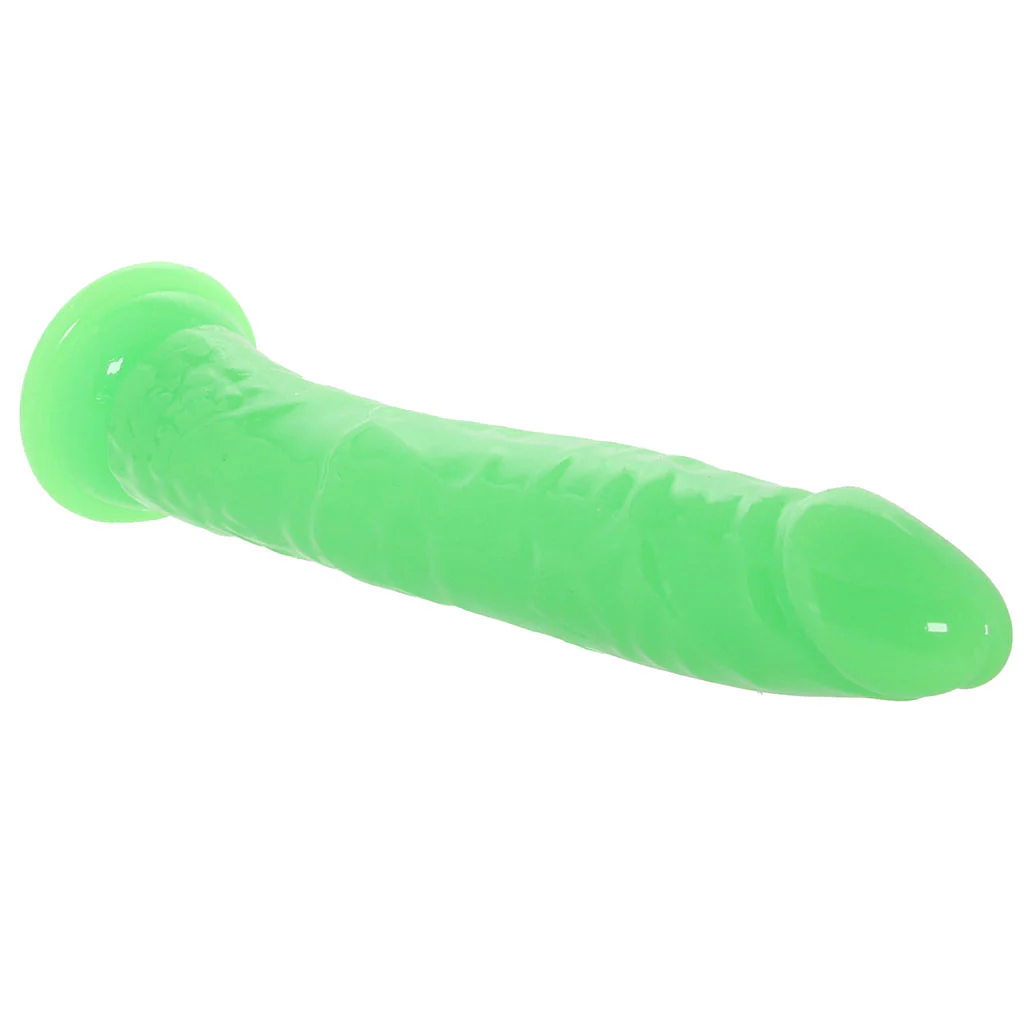 RealRock Glow In The Dark 10 Inch Slim Dildo in Green - Image 2