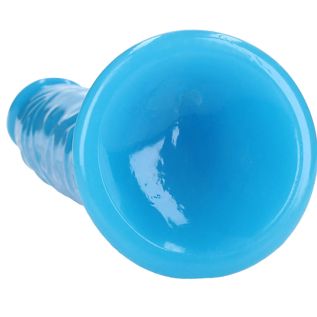 RealRock Glow In The Dark 11 Inch Slim Dildo in Blue - Image 5