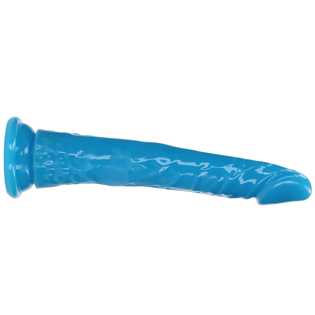 RealRock Glow In The Dark 11 Inch Slim Dildo in Blue - Image 8