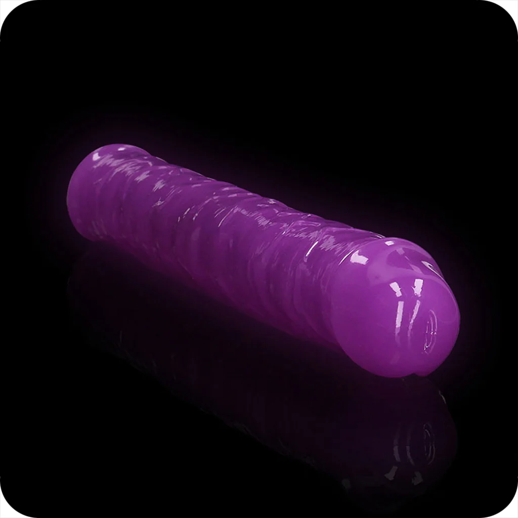 RealRock Glow In The Dark 12 Inch Double Dildo in Purple - Image 5