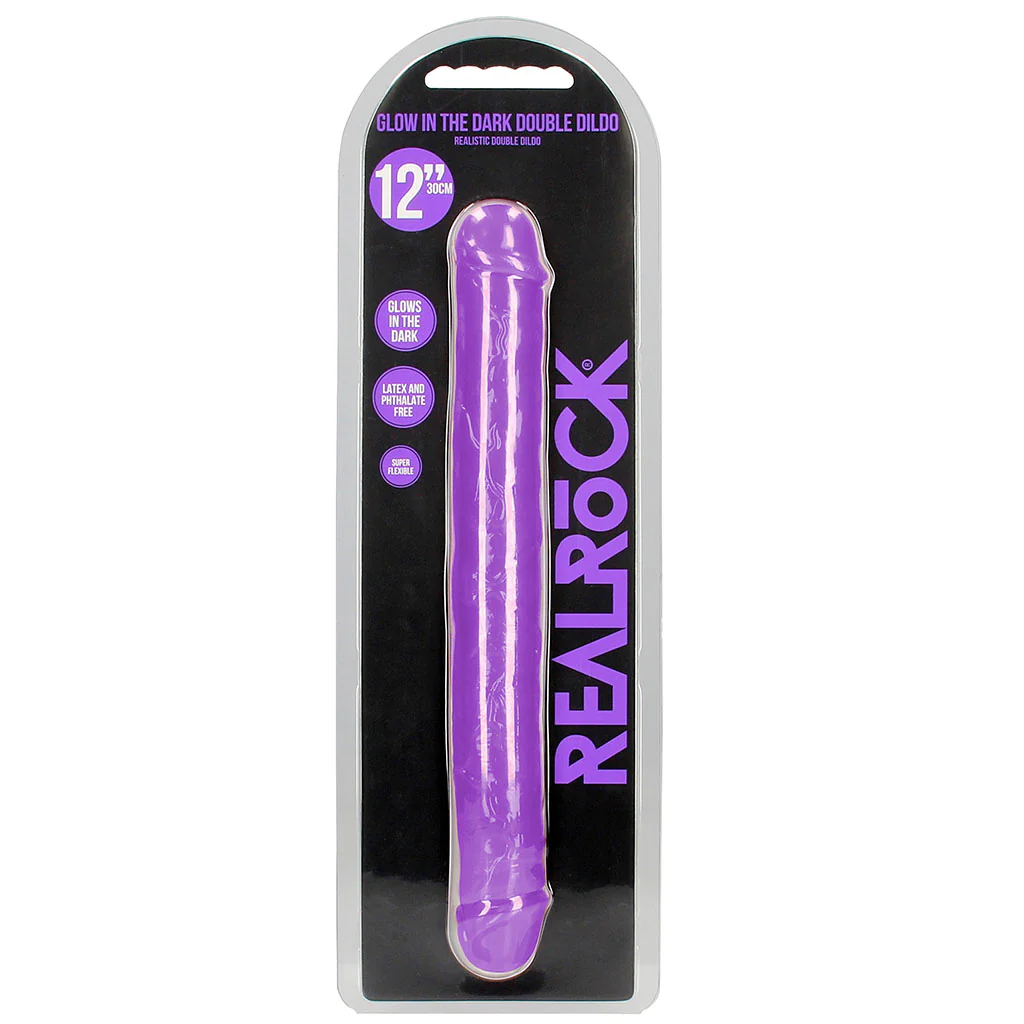 RealRock Glow In The Dark 12 Inch Double Dildo in Purple - Image 9