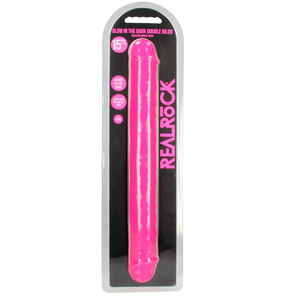 RealRock Glow In The Dark 15 Inch Double Dildo in Pink - Image 9