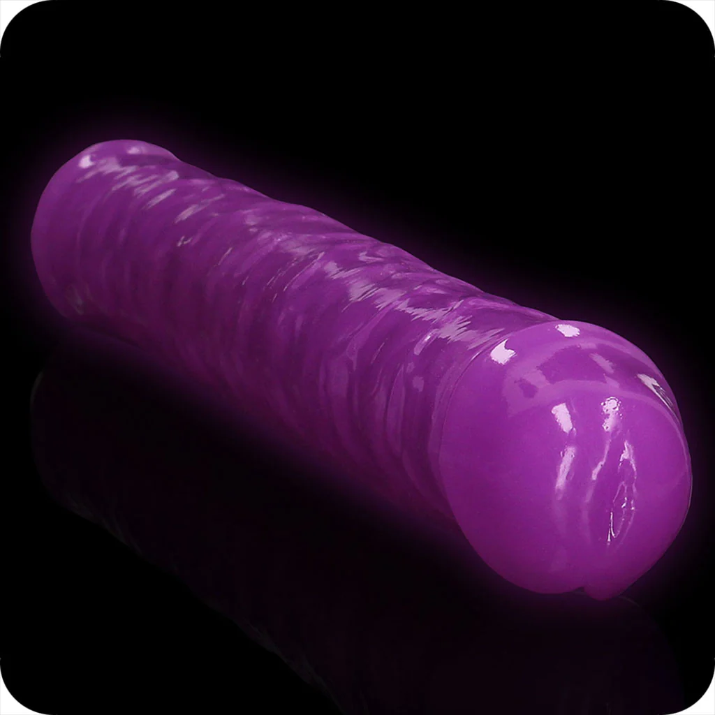 RealRock Glow In The Dark 15 Inch Double Dildo in Purple - Image 3