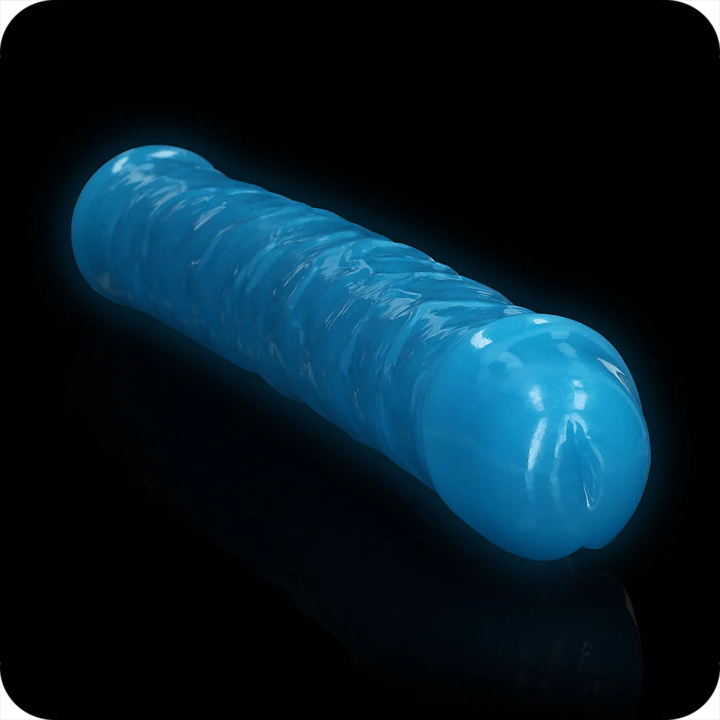 RealRock Glow In The Dark 15 Inch Double Dildo in Blue - Image 3