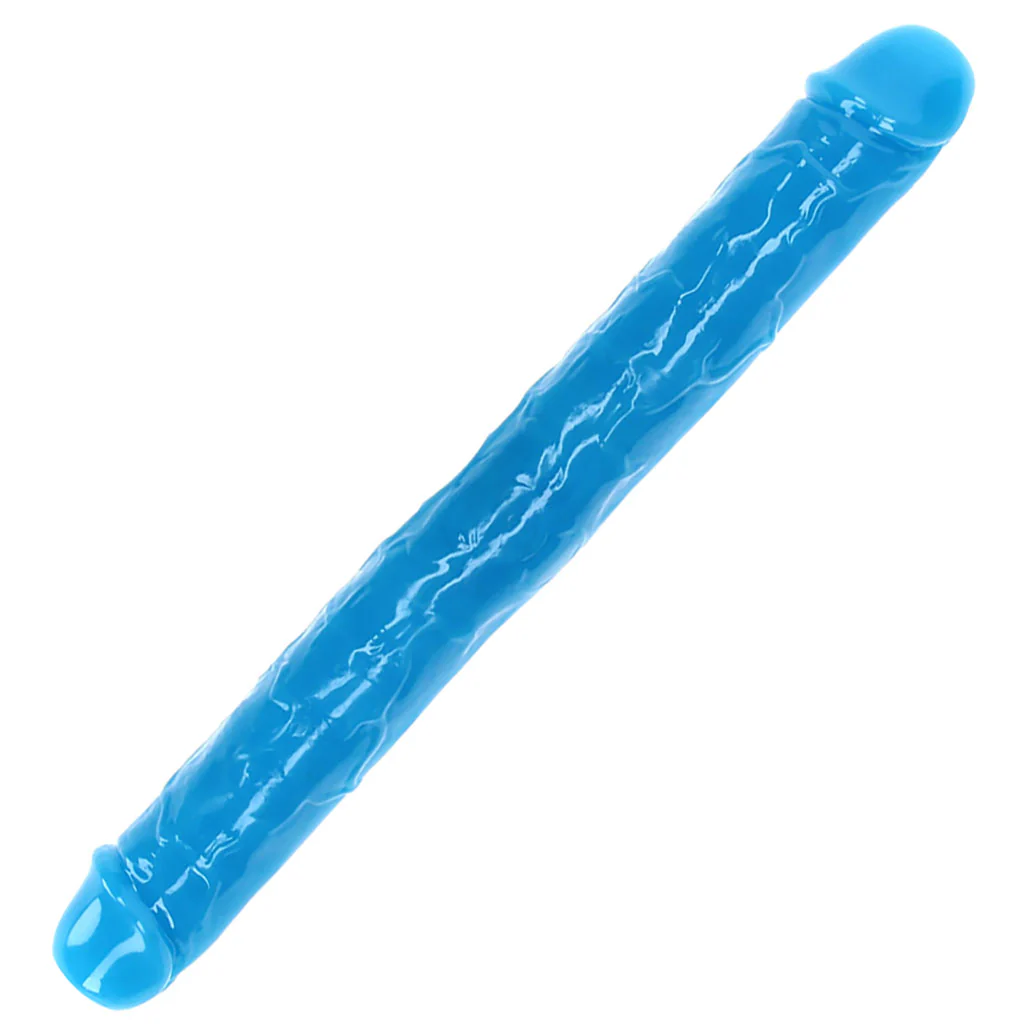 RealRock Glow In The Dark 15 Inch Double Dildo in Blue - Image 7