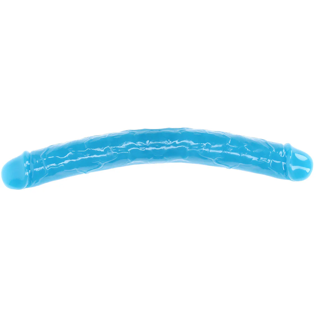 RealRock Glow In The Dark 15 Inch Double Dildo in Blue - Image 8