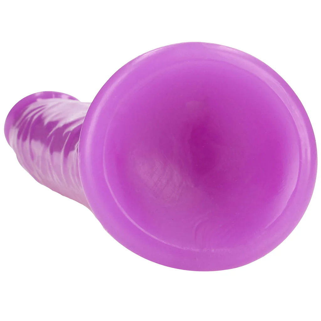RealRock Glow In The Dark 8 Inch Slim Dildo in Purple - Image 5