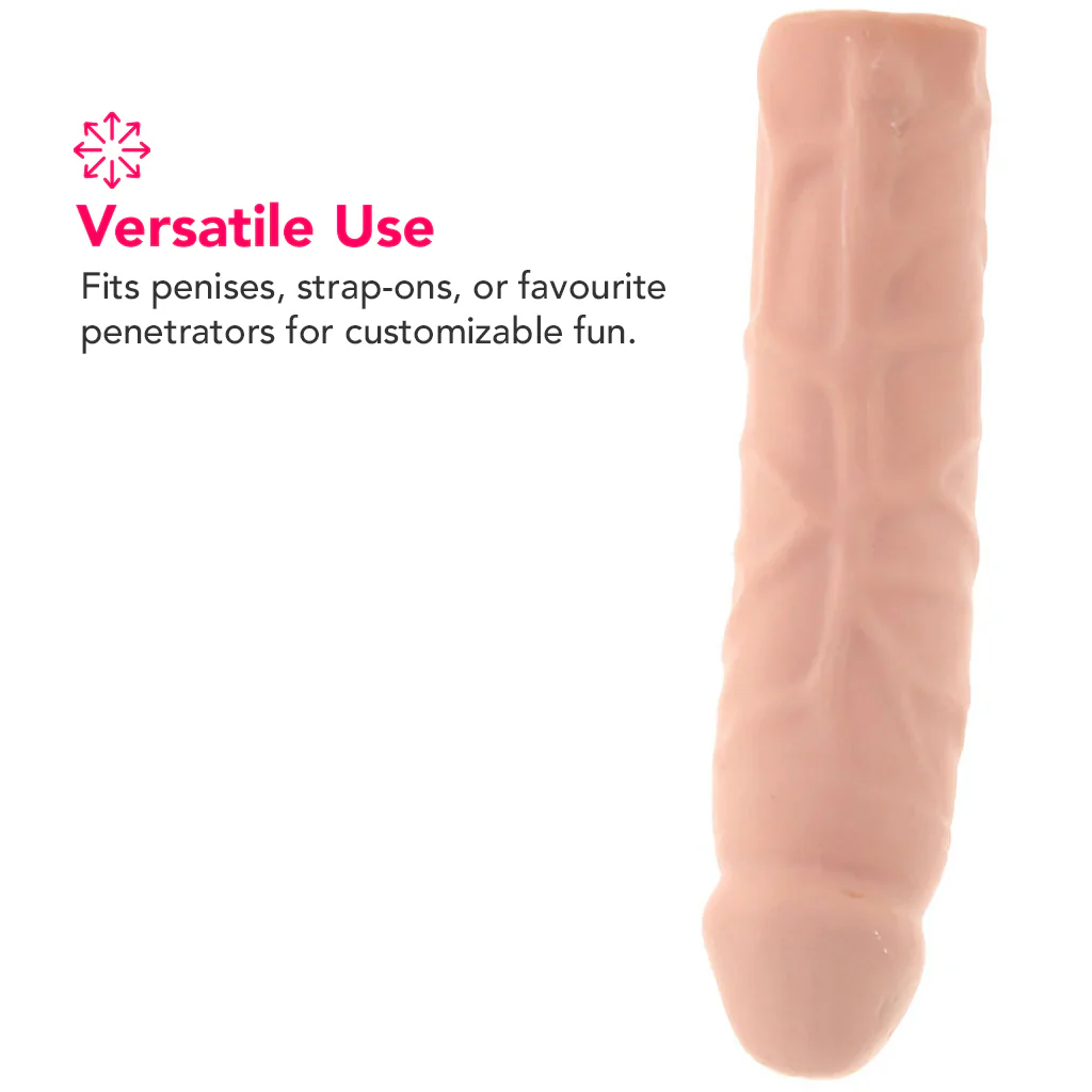 RealRock Penis Sleeve 7 Inch Extender in White - Image 3