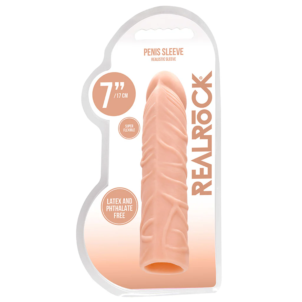 RealRock Penis Sleeve 7 Inch Extender in White - Image 6