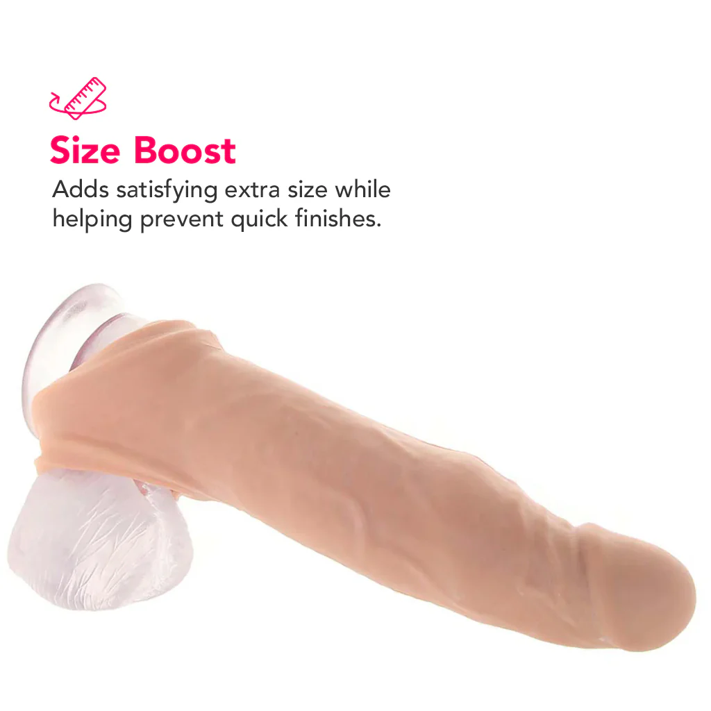 RealRock Penis Sleeve 8 Inch Extender in White - Image 2