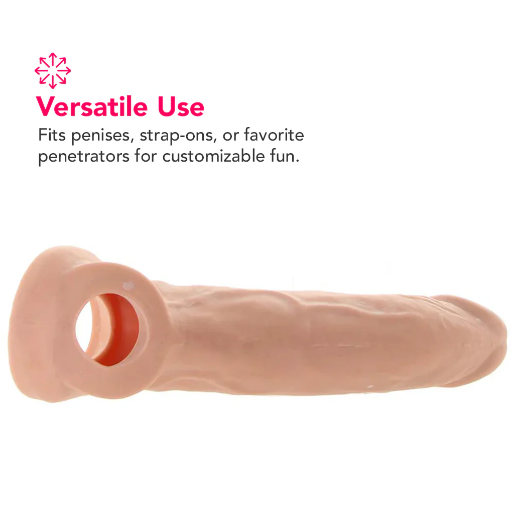 RealRock Penis Sleeve 8 Inch Extender in White - Image 3