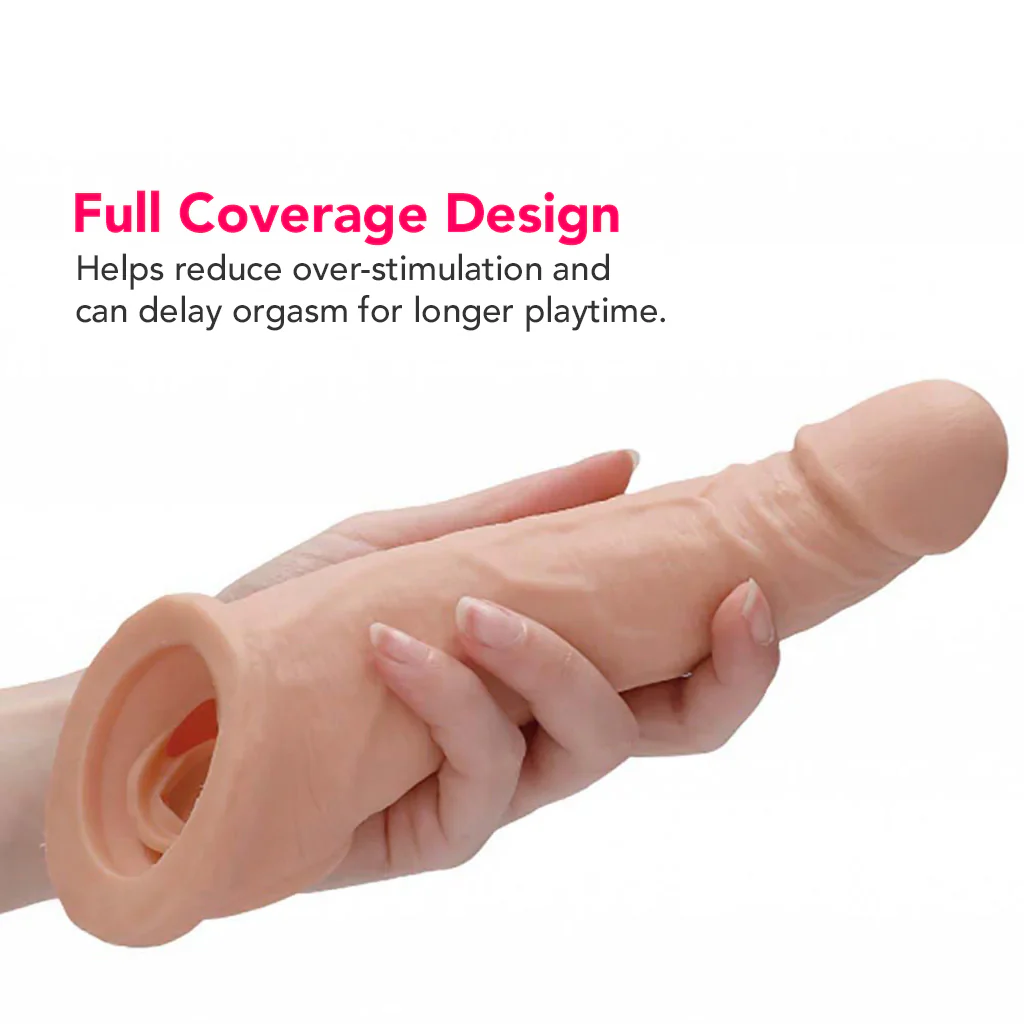 RealRock Penis Sleeve 8 Inch Extender in White - Image 4