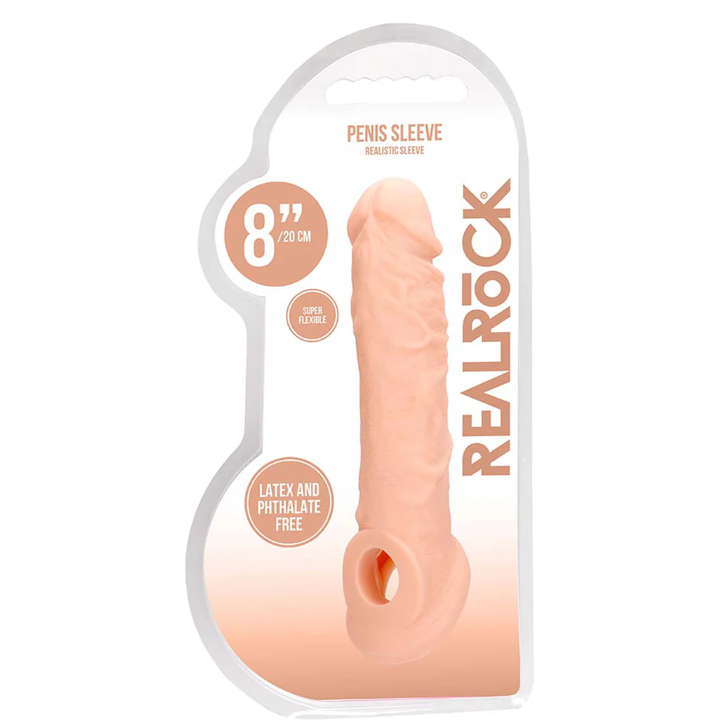 RealRock Penis Sleeve 8 Inch Extender in White - Image 6