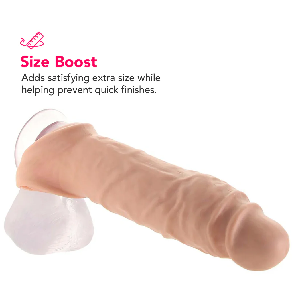 RealRock Penis Sleeve 9 Inch Extender in White - Image 2