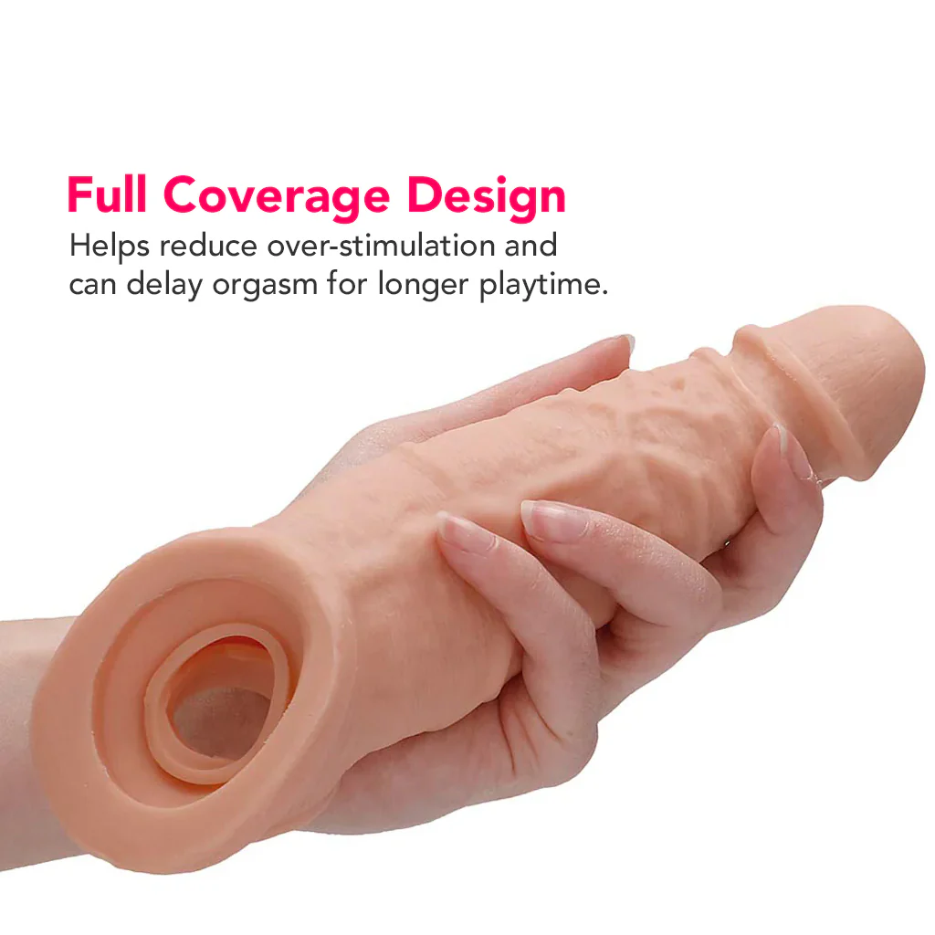 RealRock Penis Sleeve 9 Inch Extender in White - Image 4