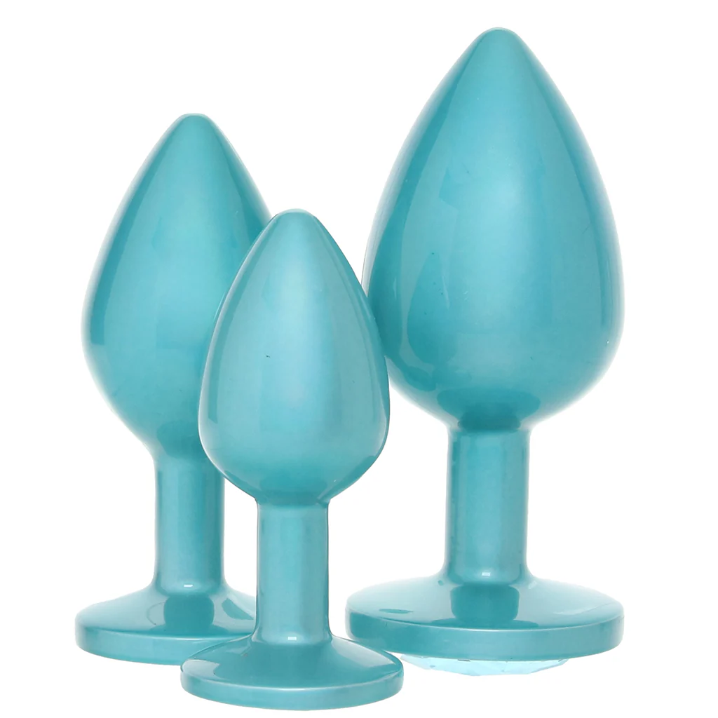 Rear Assets 3 Piece Metal Butt Plug Kit in Teal - Image 3