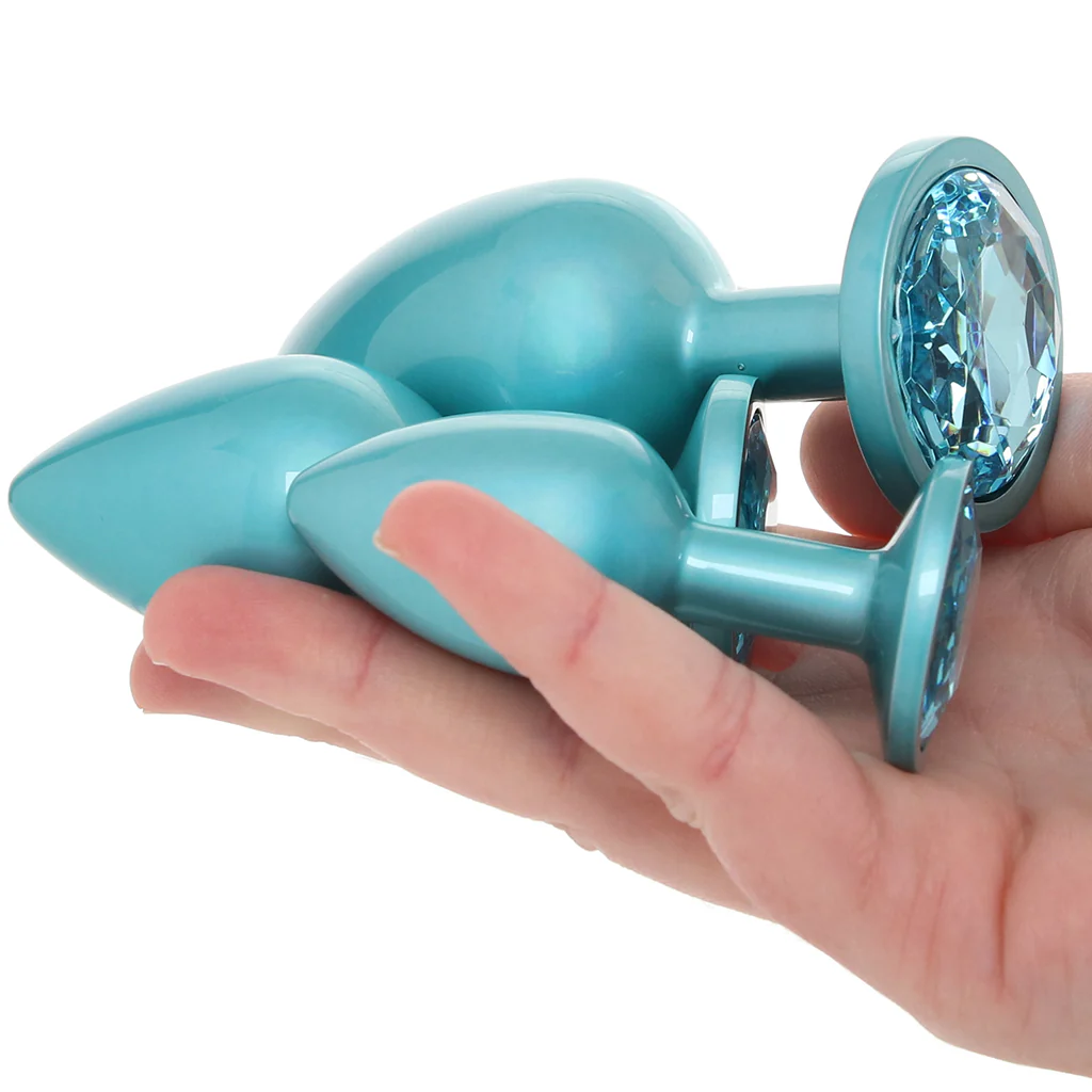 Rear Assets 3 Piece Metal Butt Plug Kit in Teal - Image 6