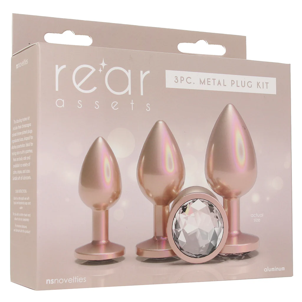Rear Assets 3 Piece Metal Butt Plug Kit in Champagne - Image 9