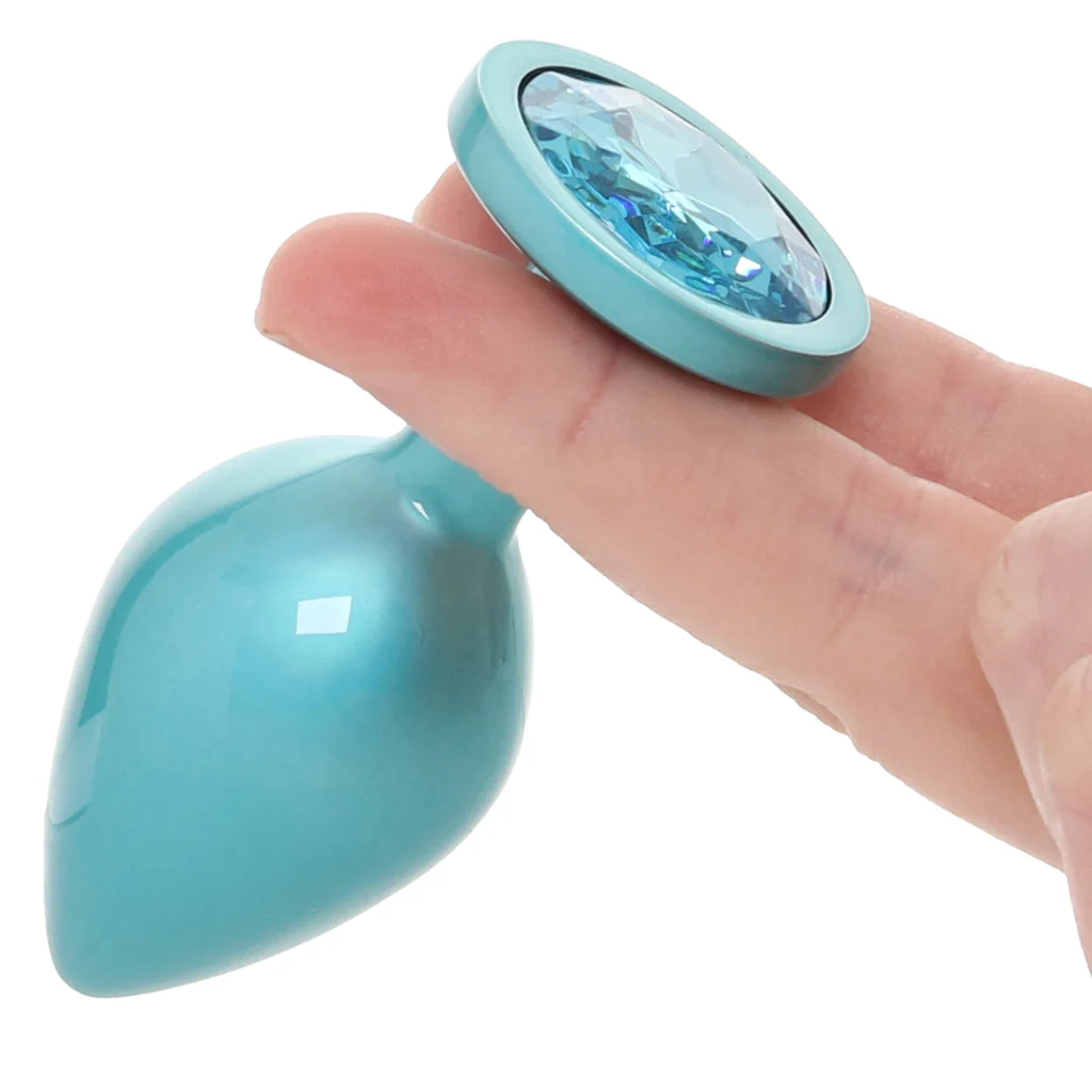 Rear Assets Medium Metal Butt Plug in Teal - Image 7