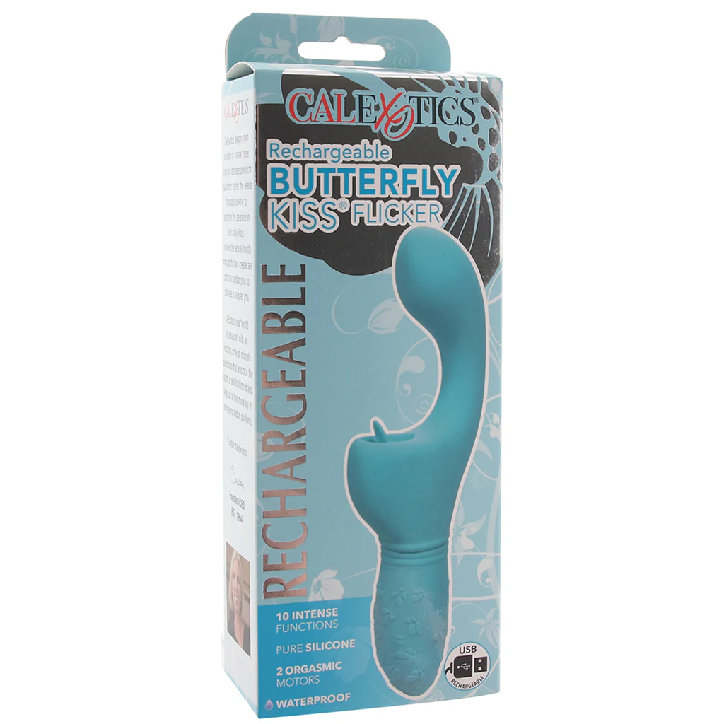Rechargeable Butterfly Kiss Flicker Vibrator in Blue - Image 6