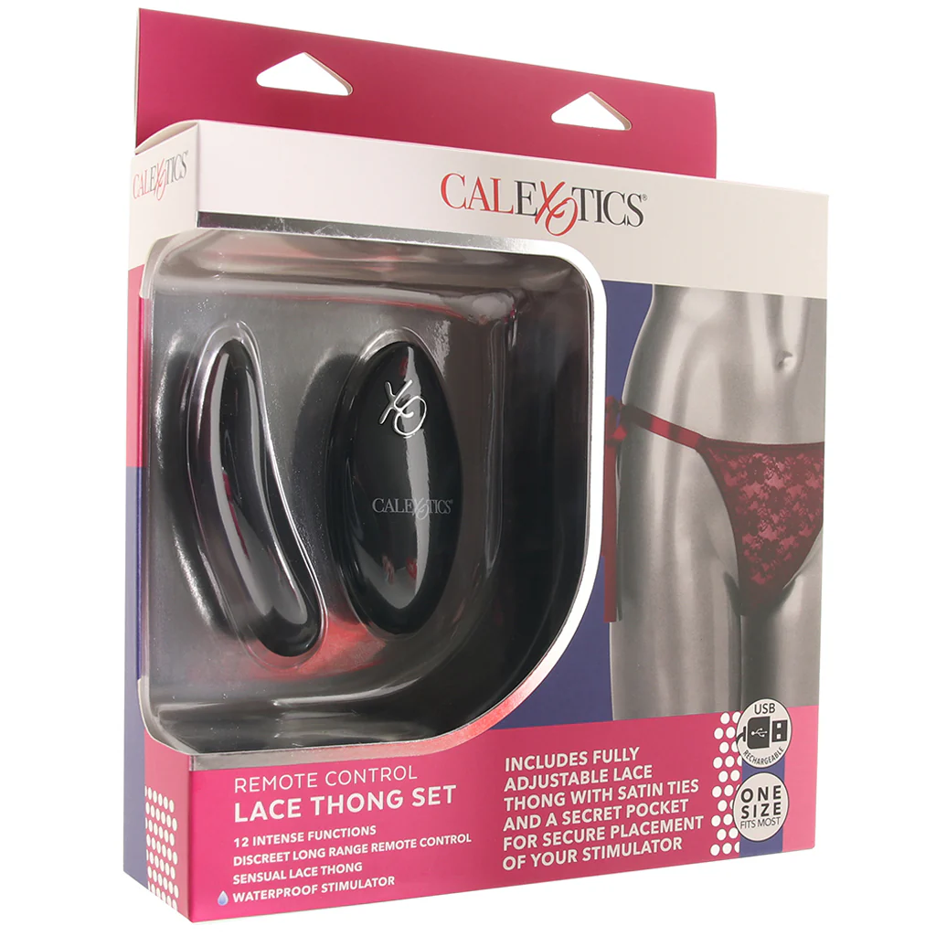 Remote Control Burgundy Lace Thong  & Vibe Set XL - Image 6