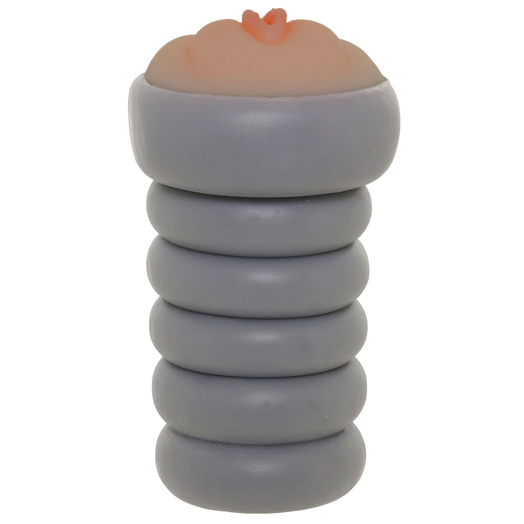 Ribbed Gripper Tight Pussy Stroker in Brown - Image 3