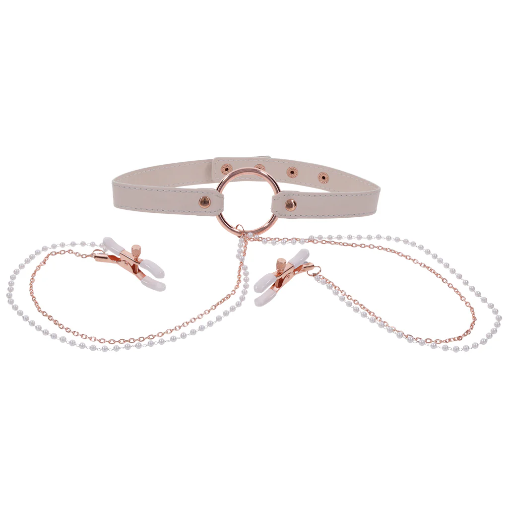S&M Peaches 'n CreaMe Collar with Nipple Clamps - Image 3