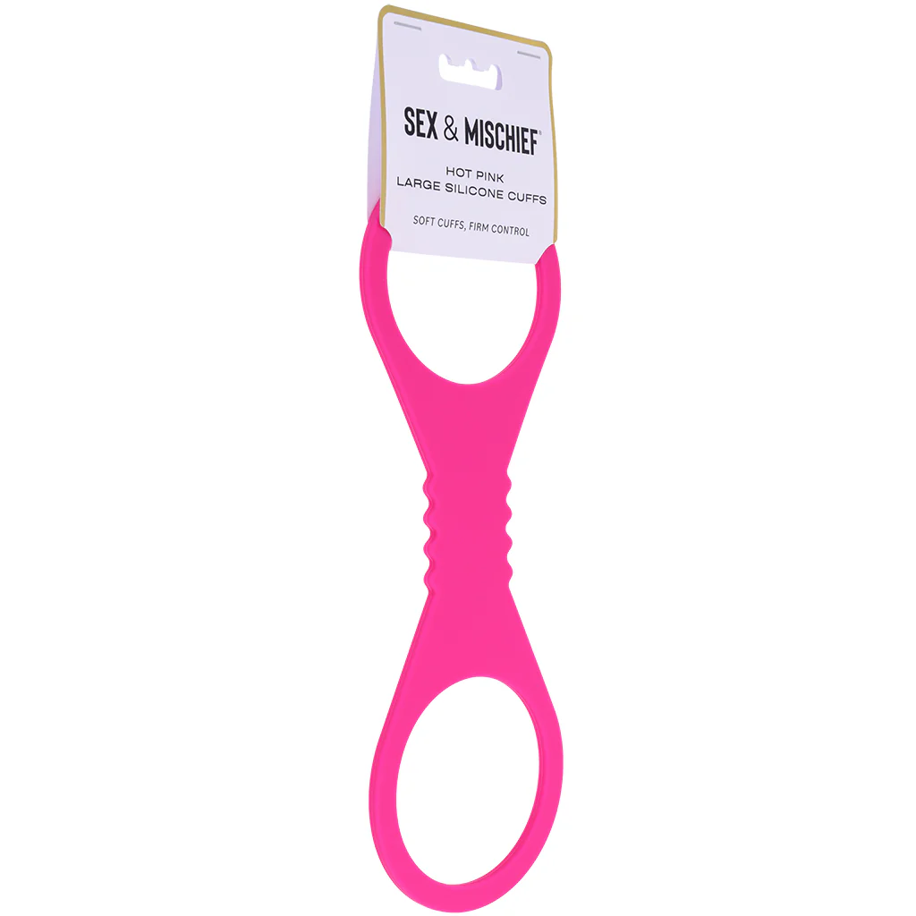 Sex & Mischief Hot Pink Silicone Cuffs in Large - Image 9