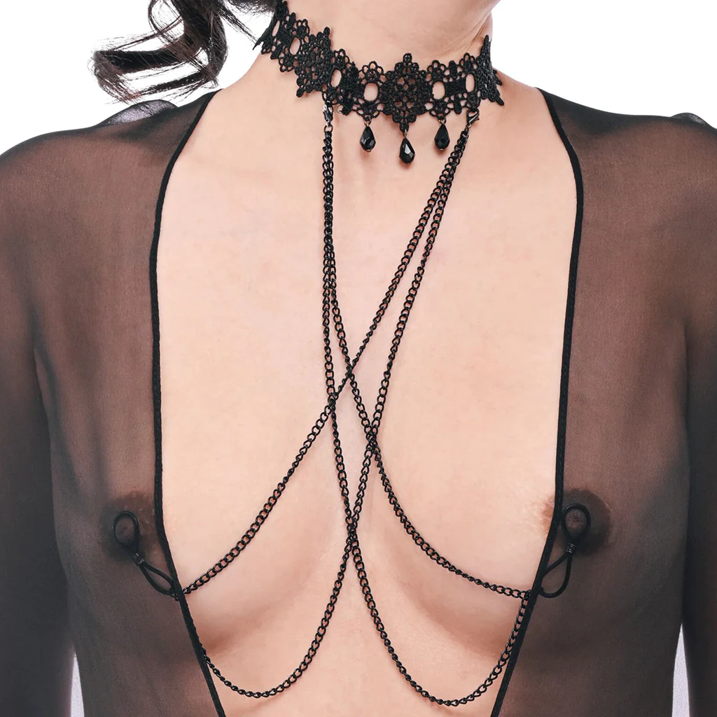 Sex & Mischief Lace Collar with Nipple Ties - Image 7