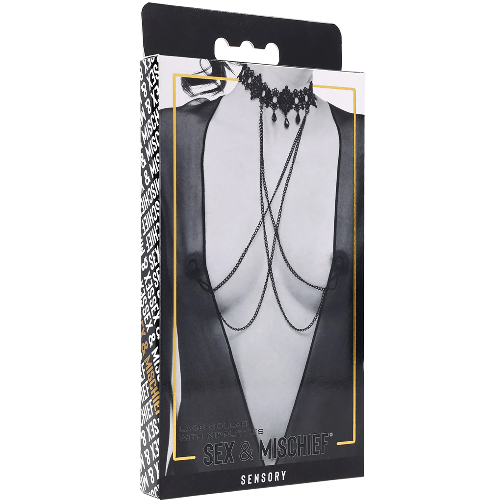 Sex & Mischief Lace Collar with Nipple Ties - Image 9