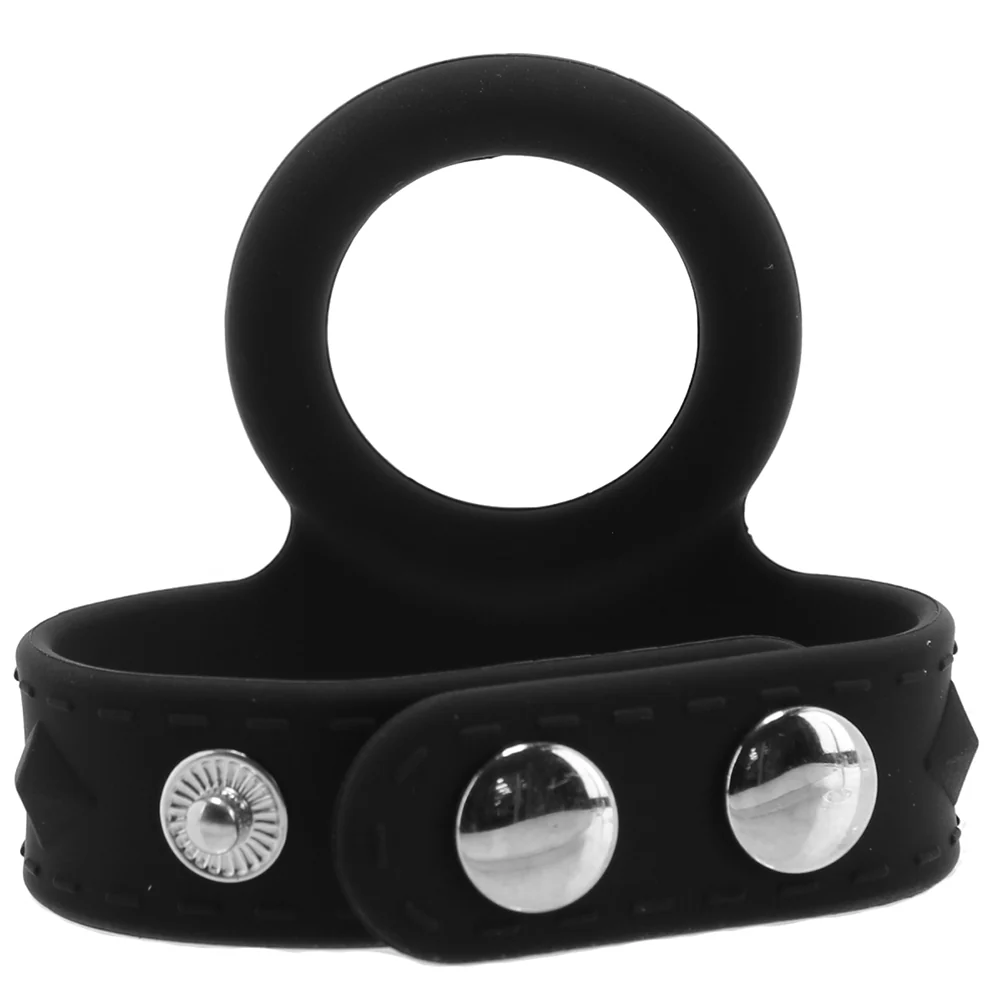Blue Line Silicone Duo Snap Cock & Ball Ring - Image 5
