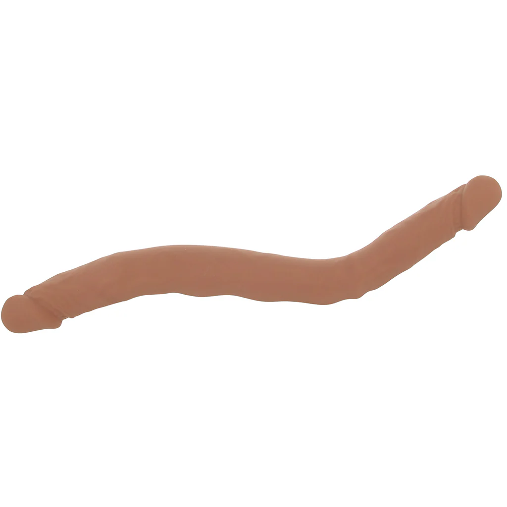 Silicone Studs Bend & Hold 16 Inch Double Dildo in Brown - Image 3