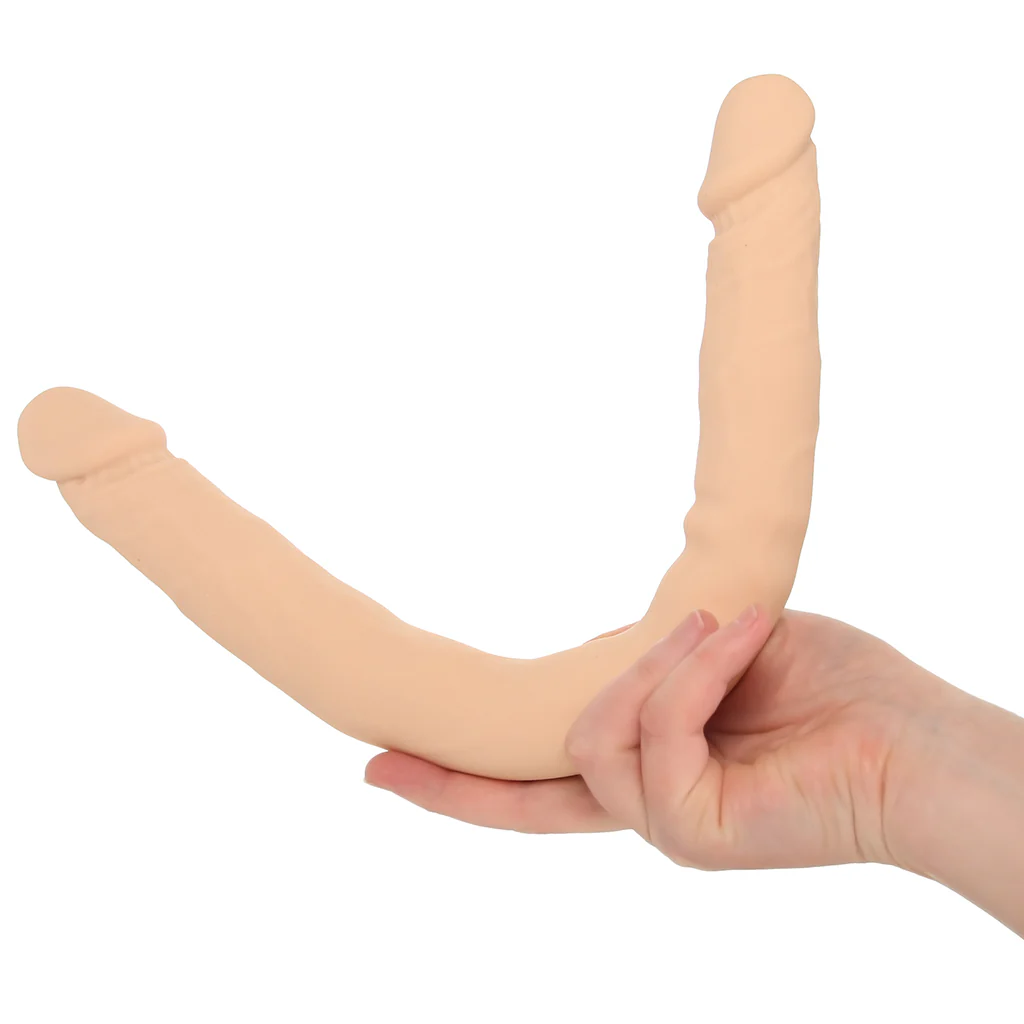 Silicone Studs Bend & Hold 16 Inch Double Dildo in Light - Image 4